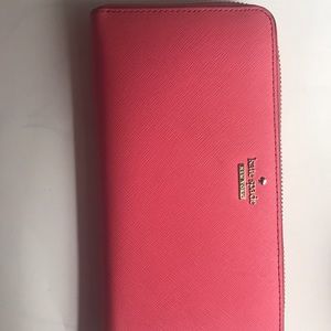 Pink-ish coral Kate spade long Walet gold zipper